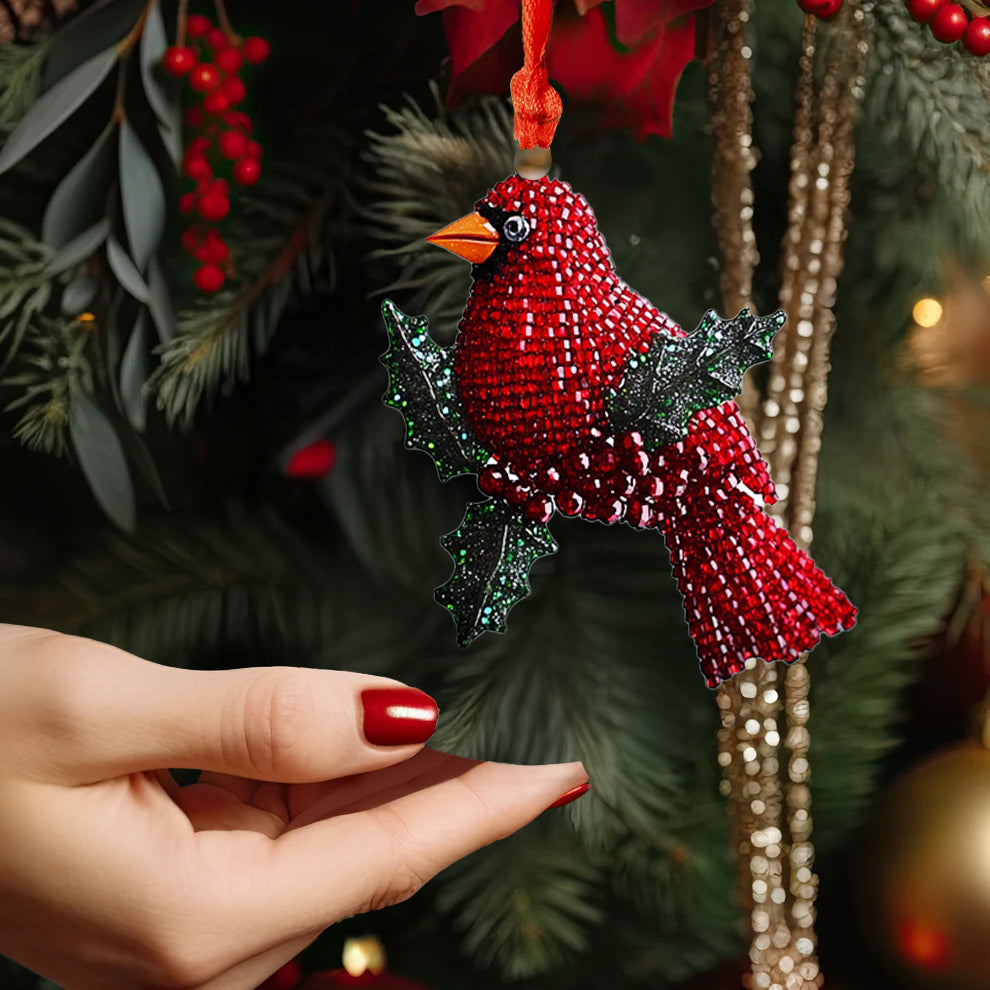 Spheregoods 2D Acrylic Ornament Winterberry Cardinal