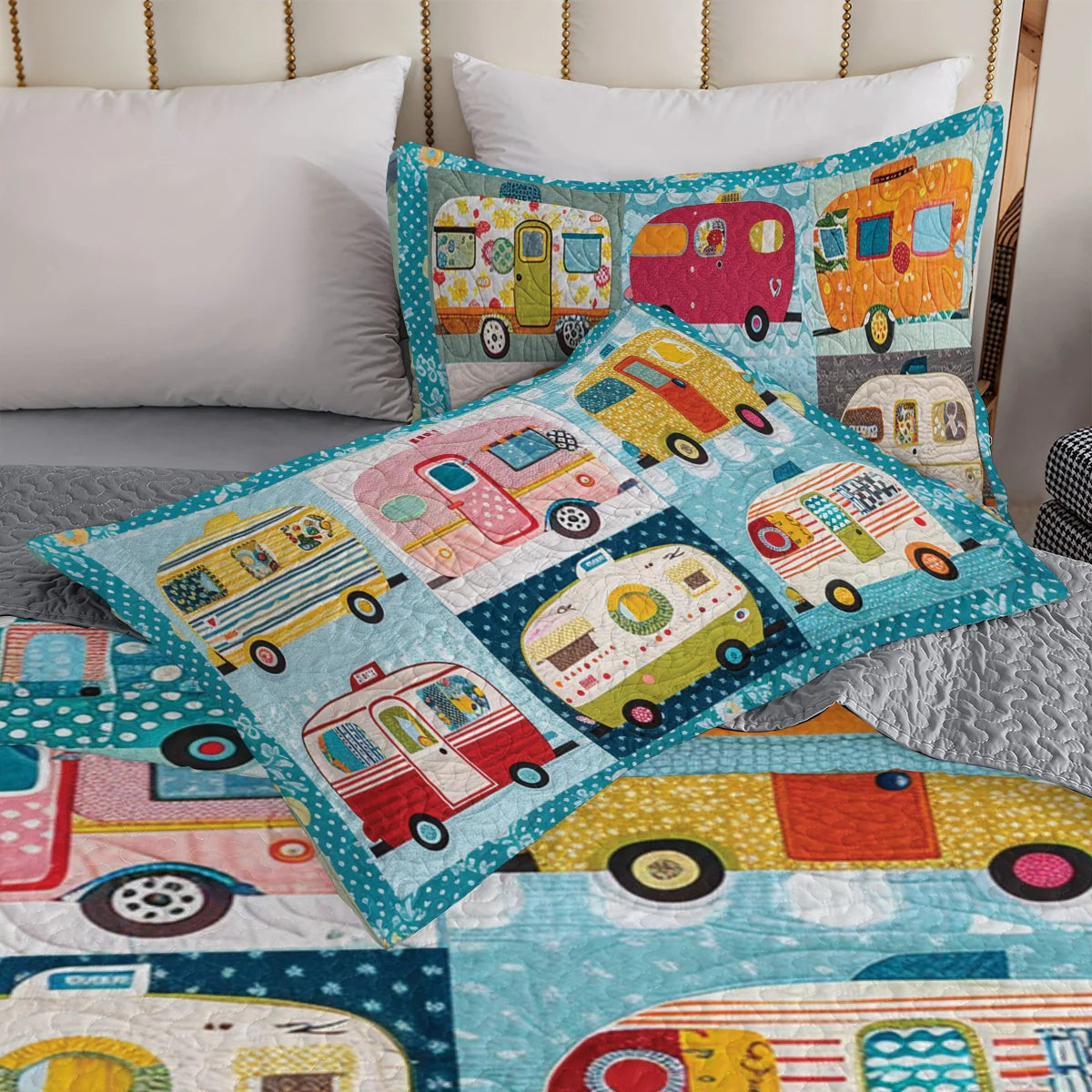 Spheregoods All Season Quilt 3-Piece Set Vintage Camper