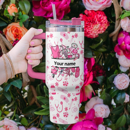 Spheregoods Personalized Tumbler Nurse Blossom
