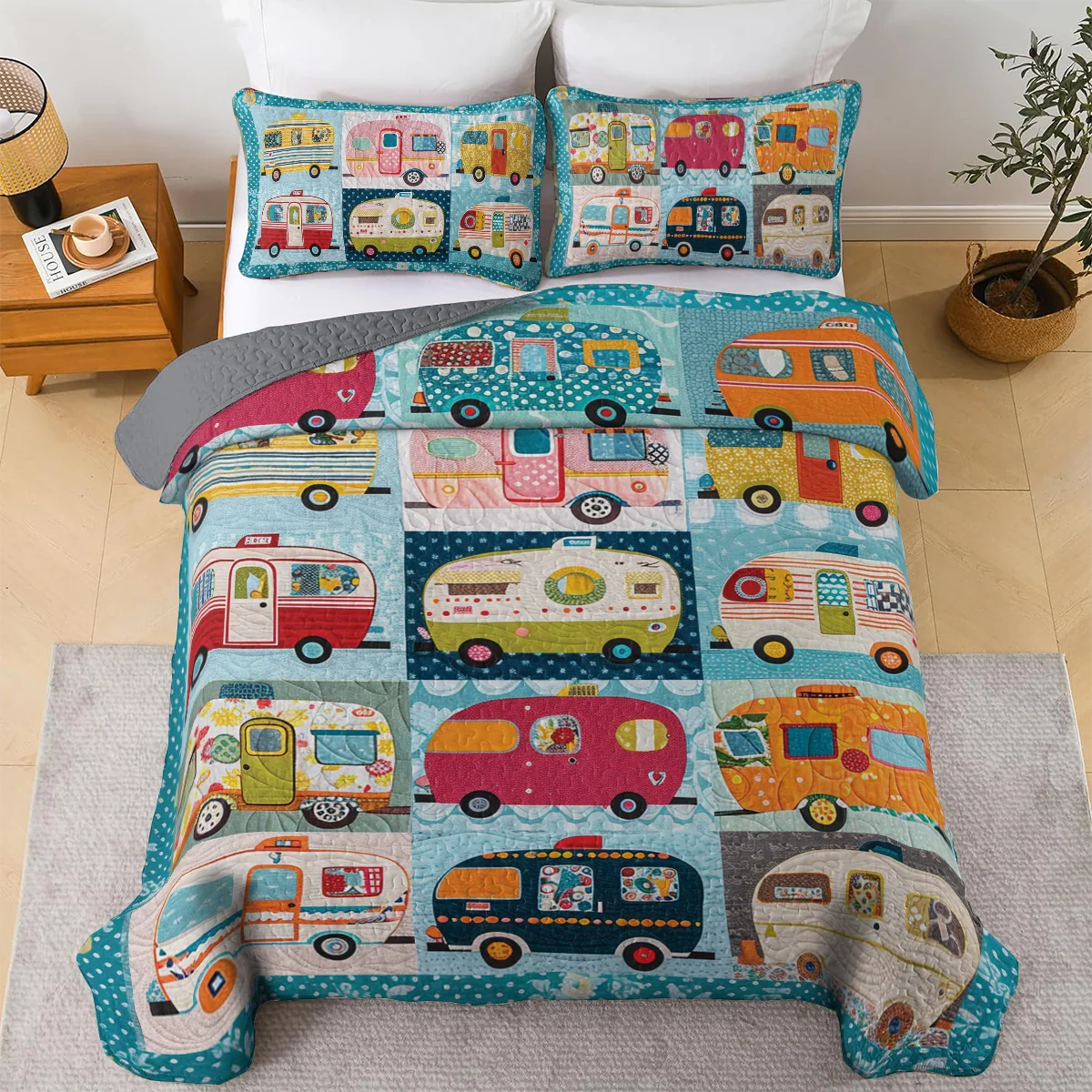 Spheregoods All Season Quilt 3-Piece Set Vintage Camper