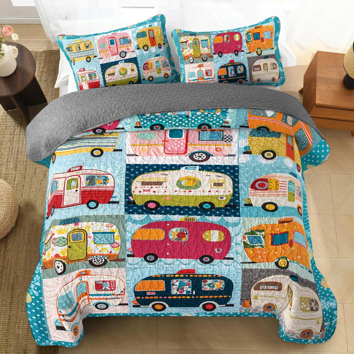 Spheregoods All Season Quilt 3-Piece Set Vintage Camper