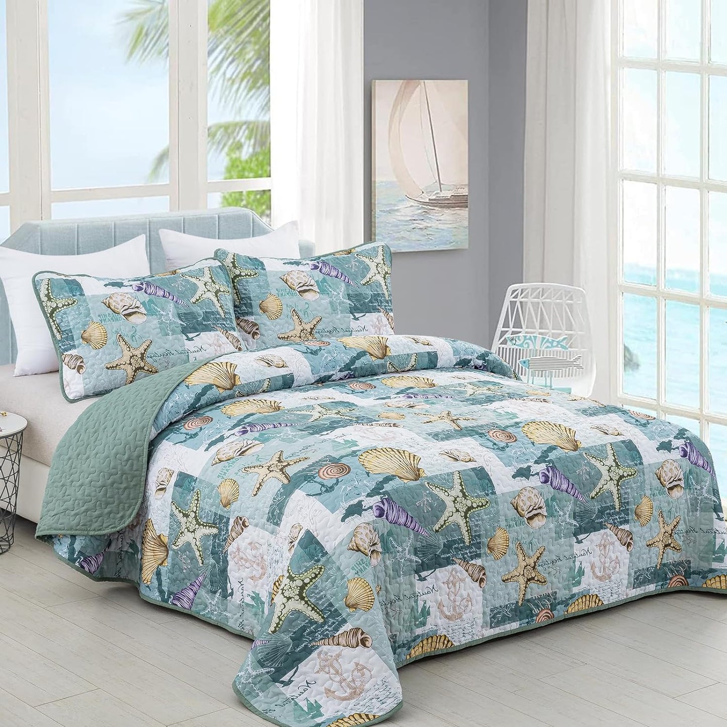 Spheregoods All Season Quilt 3-Piece Set The sound of the sea