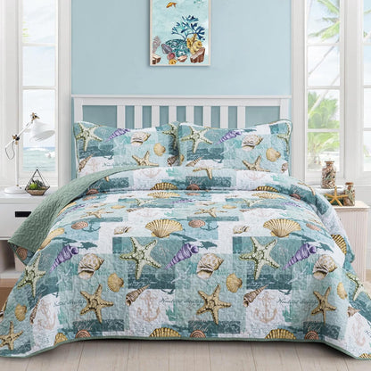 Spheregoods All Season Quilt 3-Piece Set The sound of the sea