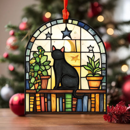 Spheregoods 2D Acrylic Ornament Bookworm Cat