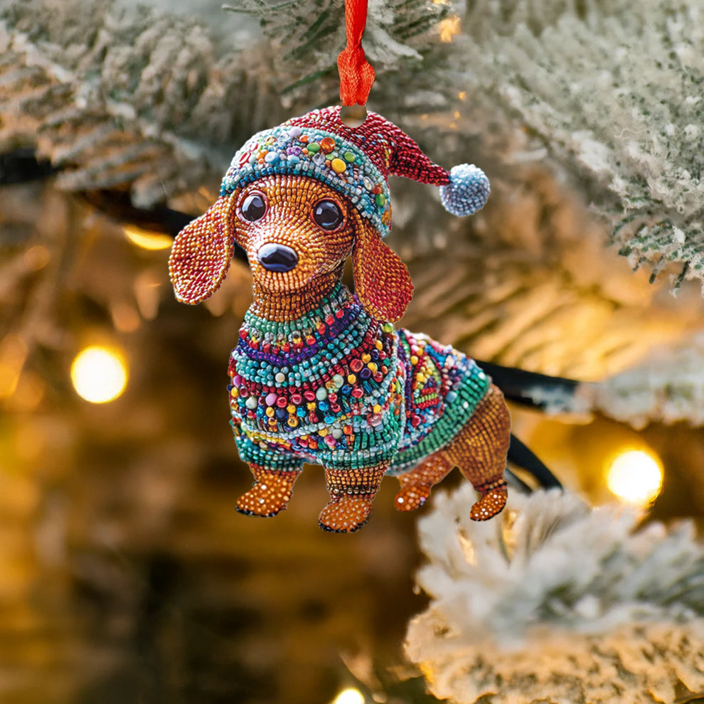 Spheregoods 2D Acrylic Ornament Dachshund Christmas Cheer