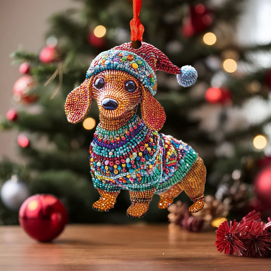 Spheregoods 2D Acrylic Ornament Dachshund Christmas Cheer