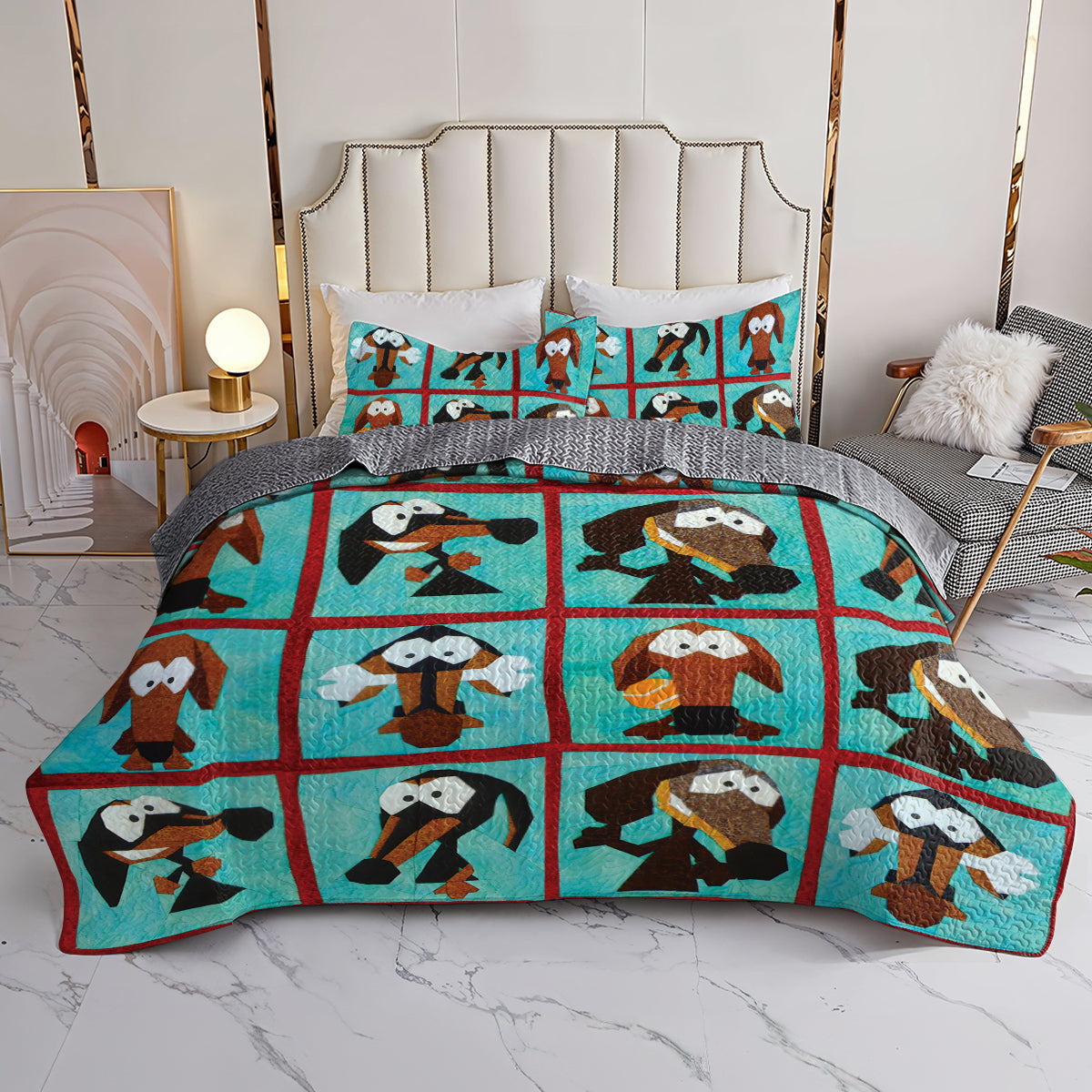 Spheregoods All Season Quilt 3-Piece Set Dachshund