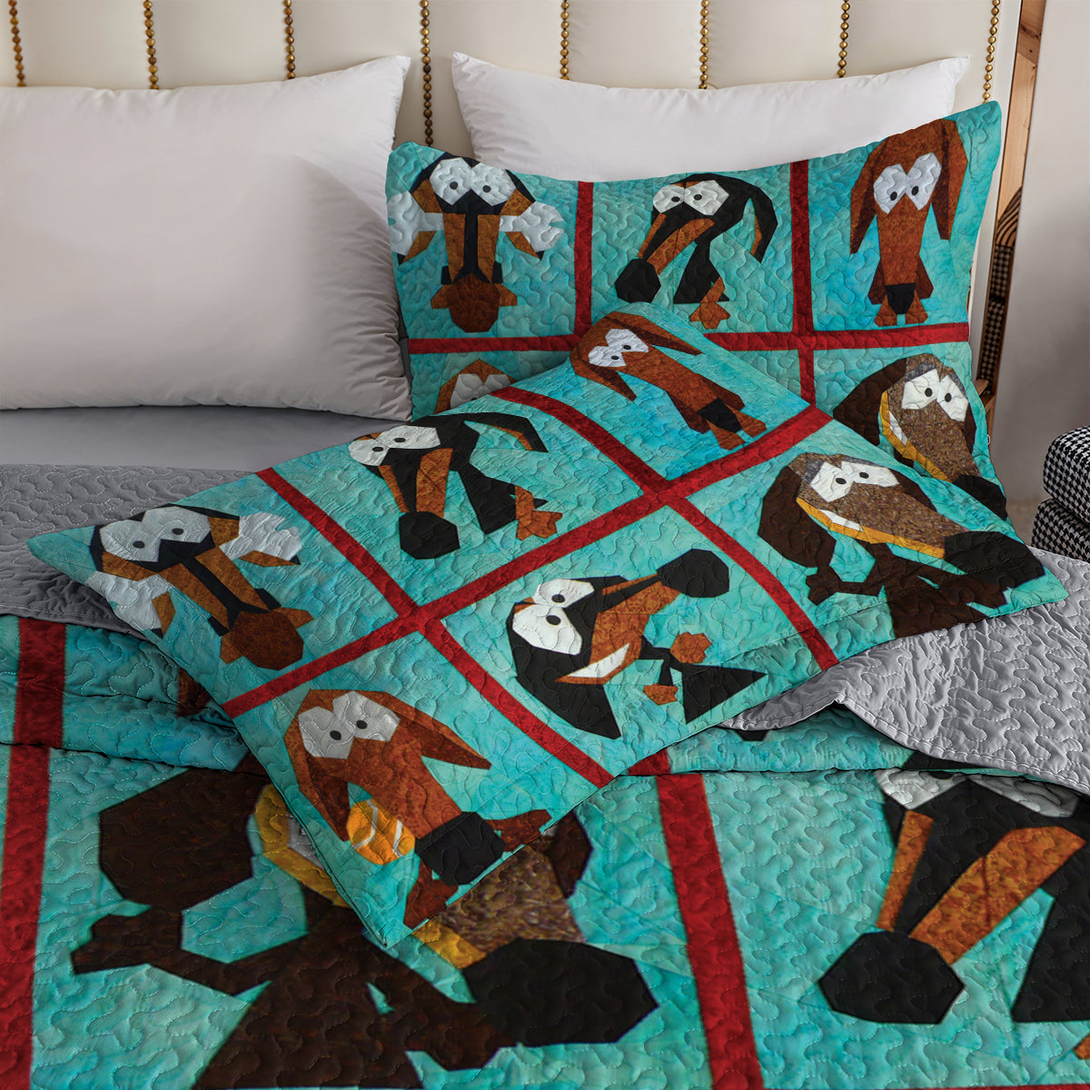 Spheregoods All Season Quilt 3-Piece Set Dachshund