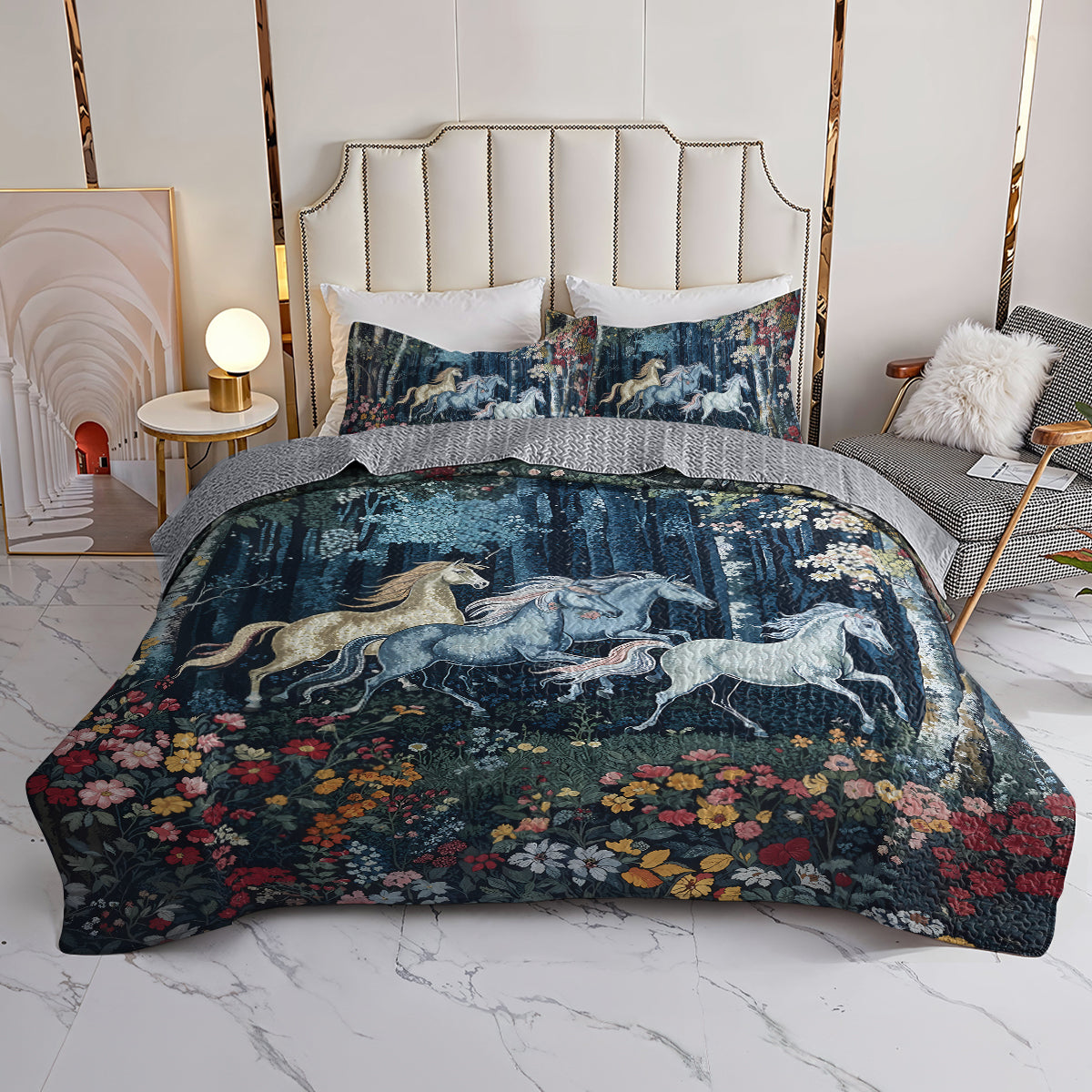 Spheregoods All Season Quilt 3-Piece Set Fairy forest