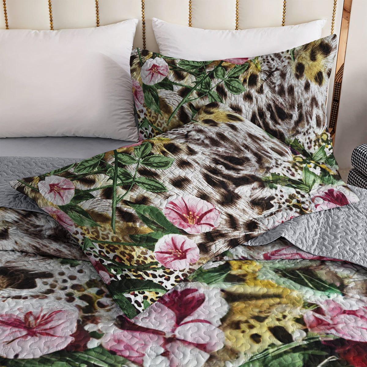 Spheregoods All Season Quilt 3-Piece Set Fancy Leopard