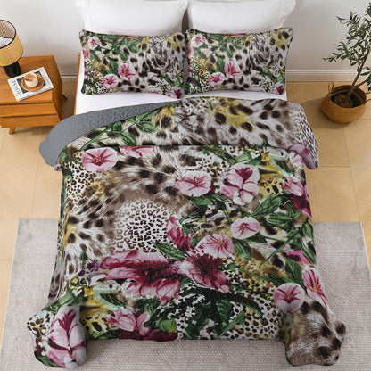 Spheregoods All Season Quilt 3-Piece Set Fancy Leopard