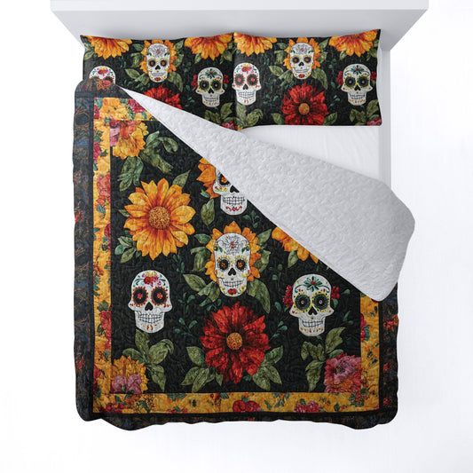 Spheregoods All Season Quilt 3-Piece Set Flor de Muerto