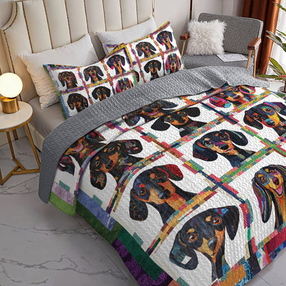 Spheregoods All Season Quilt 3-Piece Set Happy Dachshund