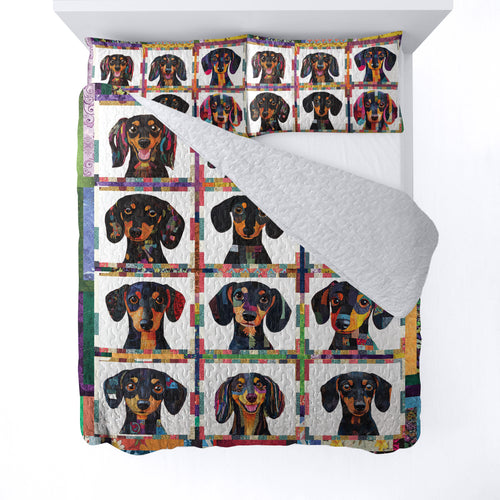 Spheregoods All Season Quilt 3-Piece Set Happy Dachshund