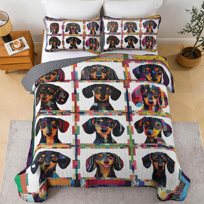 Spheregoods All Season Quilt 3-Piece Set Happy Dachshund