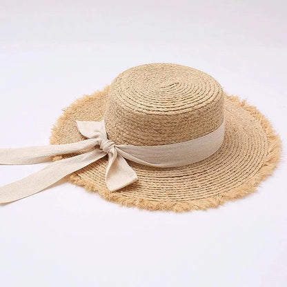 SphereGoods Raffia Bow Sun Visor