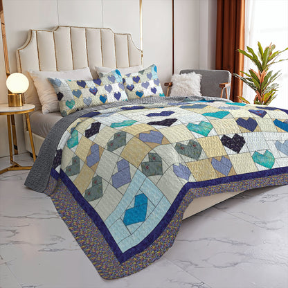 Spheregoods All Season Quilt 3-Piece Set Heart Quilting Blocks