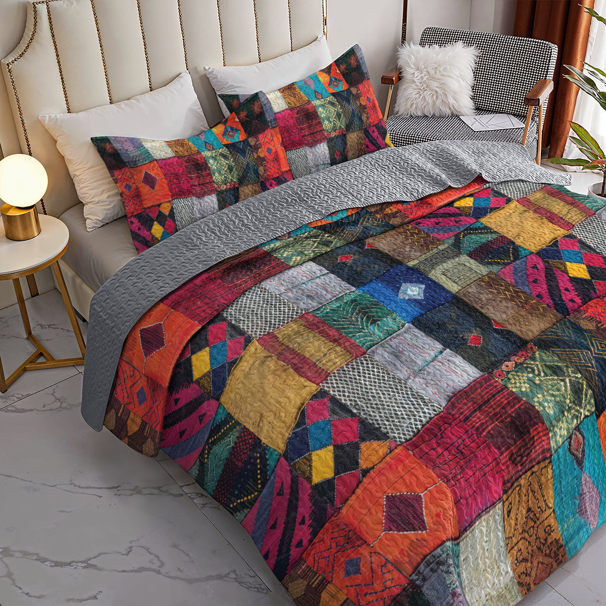 Spheregoods Quilt Bedding Set Hippie patchwork cotton