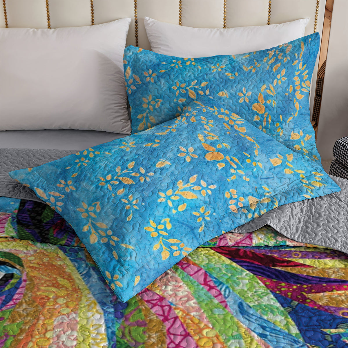 Spheregoods Quilt 3-Piece Lady horse flowers