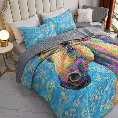 Spheregoods Quilt 3-Piece Lady horse flowers