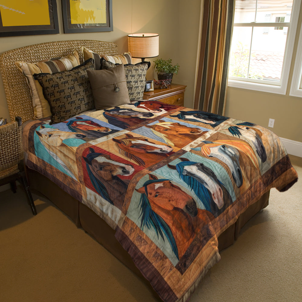 Spheregoods Quilt 3-Piece Set Lady Horses