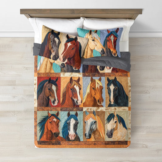 Spheregoods Quilt 3-Piece Set Lady Horses