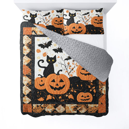 Spheregoods All Season Quilt 3-Piece Set Midnight Whiskers