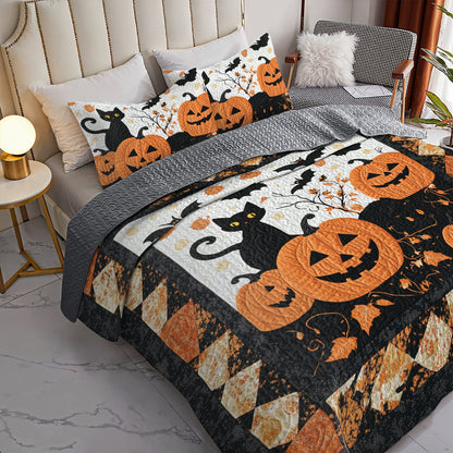 Spheregoods All Season Quilt 3-Piece Set Midnight Whiskers