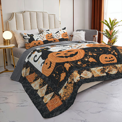 Spheregoods All Season Quilt 3-Piece Set Midnight Whiskers