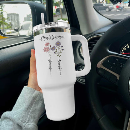 Spheregoods Personalized Tumbler Birth Month Flower with Kid's Names