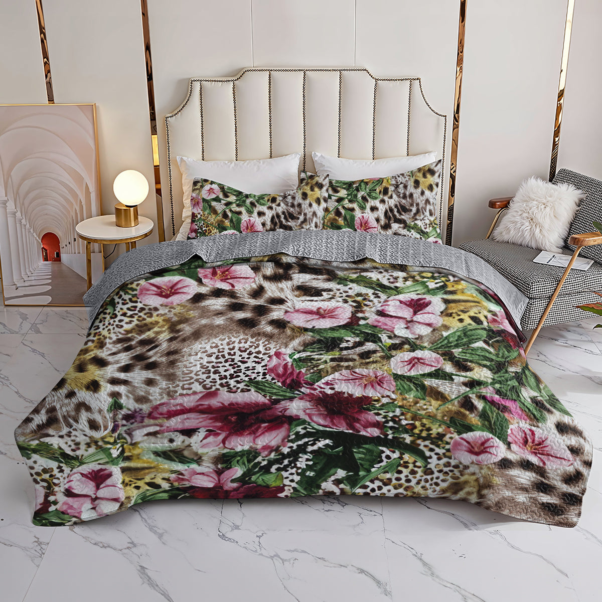 Spheregoods All Season Quilt 3-Piece Set Fancy Leopard