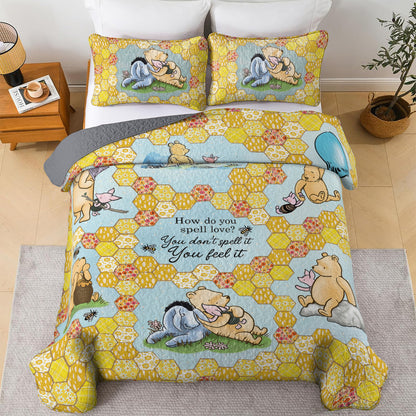 Spheregoods All Season Quilt 3-Piece Set Pooh the Love