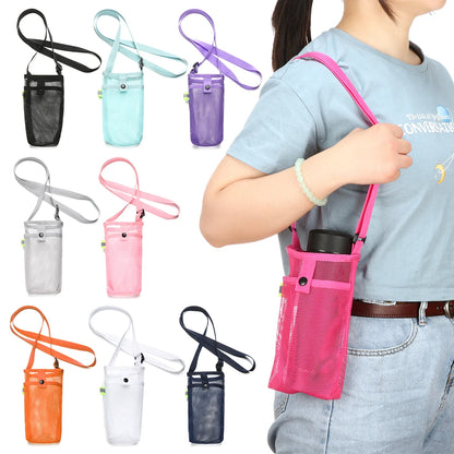 Sport Bottle Holder – Mesh Sleeve with Strap & Phone Pocket for Outdoor Use