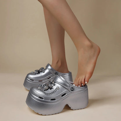 Women’s DIY Clogs – Fashion Chain Wedge Platform Sandals