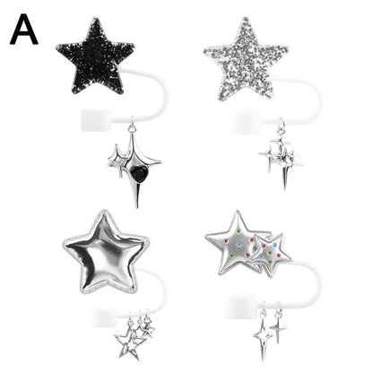 4PCS Star Straw Covers – Cute 10mm Silicone Toppers for Tumblers