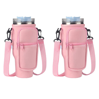 1/2/4PCS 40oz Water Bottle Carrier – Adjustable Strap Pouch for Thermos/Mugs