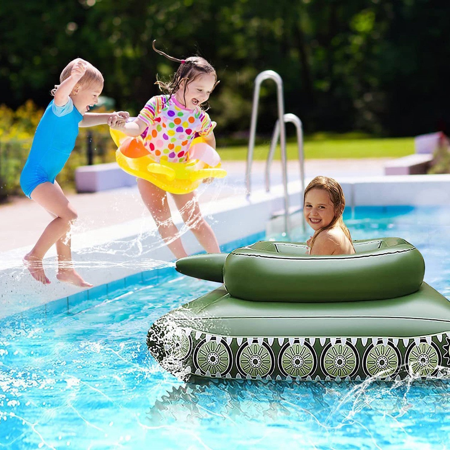 Inflatable Tank Pool Float – Water Spray Battle Toy – Spheregoods