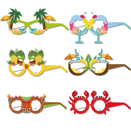 12PCS Hawaiian Party Paper Glasses – Fun Tropical Photo Props