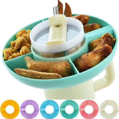 3/4-Grid Snack Bowl – Partitioned Tray for 40oz Tumbler with Handle