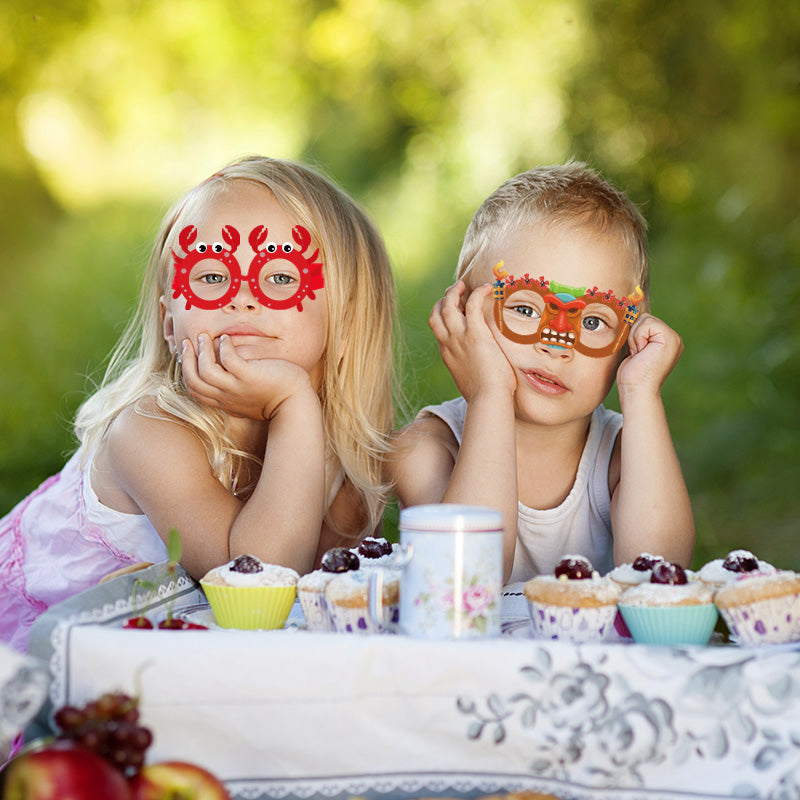 12PCS Hawaiian Party Paper Glasses – Fun Tropical Photo Props