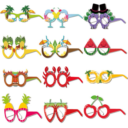 12PCS Hawaiian Party Paper Glasses – Fun Tropical Photo Props