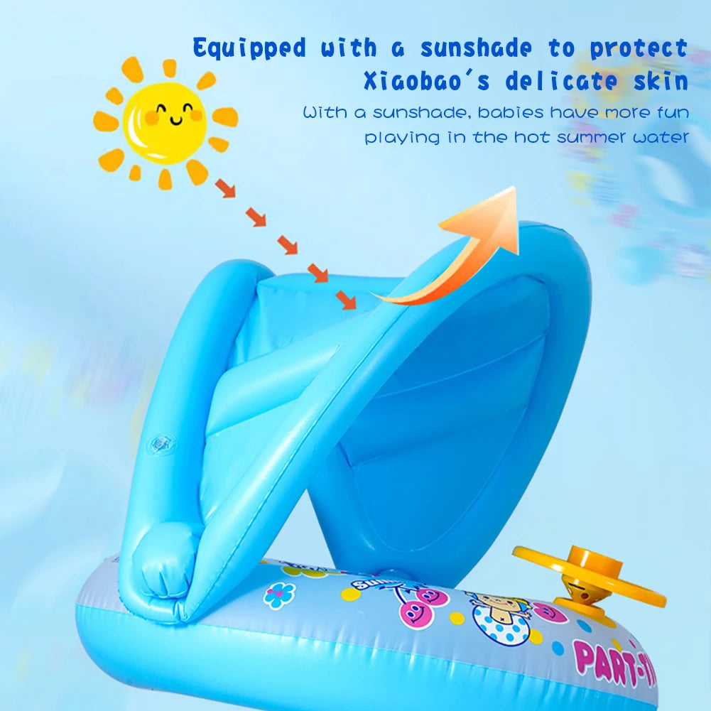 SphereGoods Baby Inflatable Swimming Ring with Sunshade