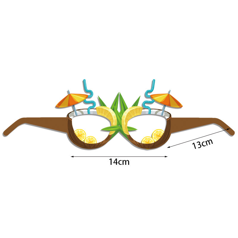 12PCS Hawaiian Party Paper Glasses – Fun Tropical Photo Props