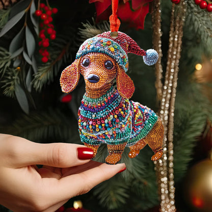 Spheregoods 2D Acrylic Ornament Dachshund Christmas Cheer