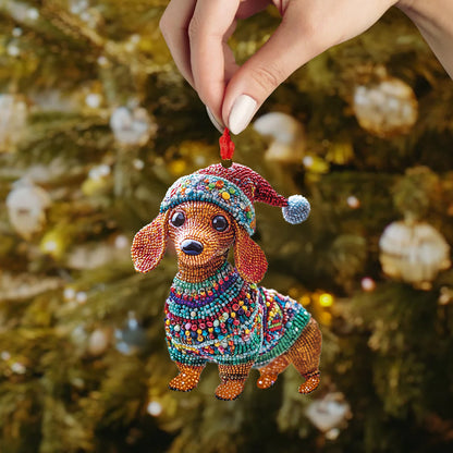 Spheregoods 2D Acrylic Ornament Dachshund Christmas Cheer