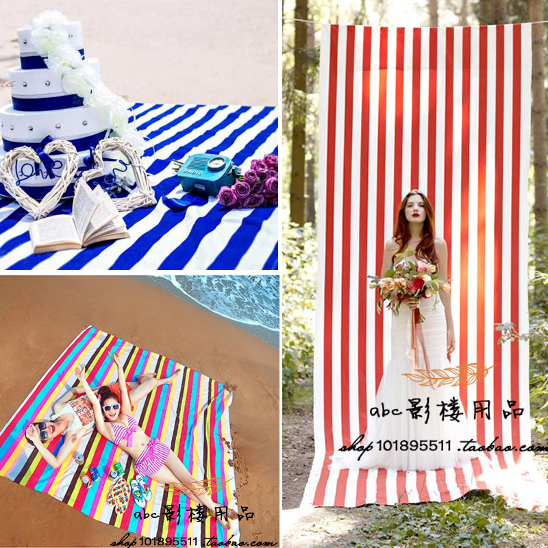 Red Blue White Striped Fabric – Beach Cloth & Photography Backdrop