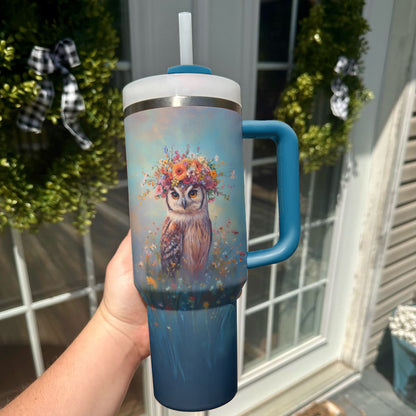 Spheregoods Tumbler Flower Crown Owl
