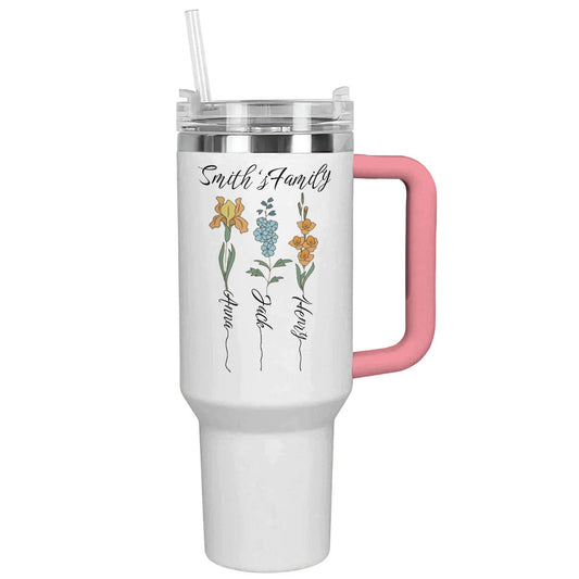 Spheregoods Personalized Tumbler Birth Month Flower with Kid's Names