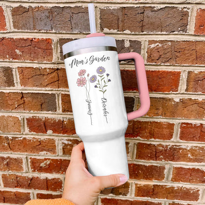 Spheregoods Personalized Tumbler Birth Month Flower with Kid's Names