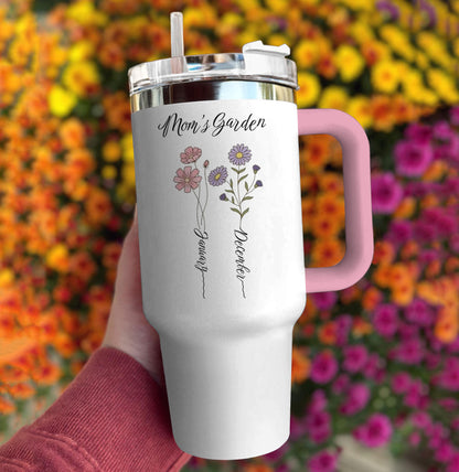 Spheregoods Personalized Tumbler Birth Month Flower with Kid's Names
